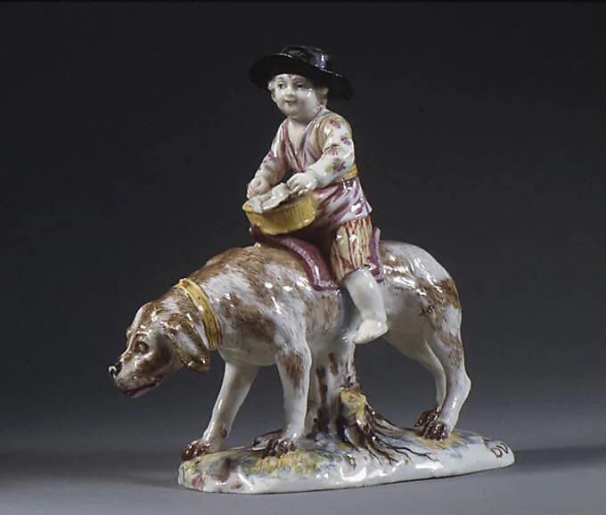 Boy riding a dog — Mennecy