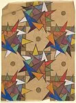 Vertical Panel with Grid of Gold Squares with Overlapping Triangles — Anonymous, French, 20th century