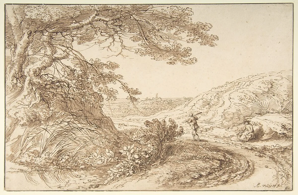 Landscape with old trees and figures — Gillis Neyts