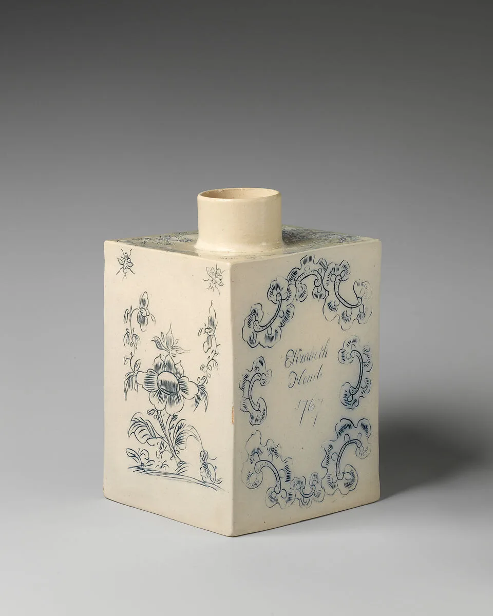 Tea caddy incised with “Elizabeth Floud 1767” — Unknown