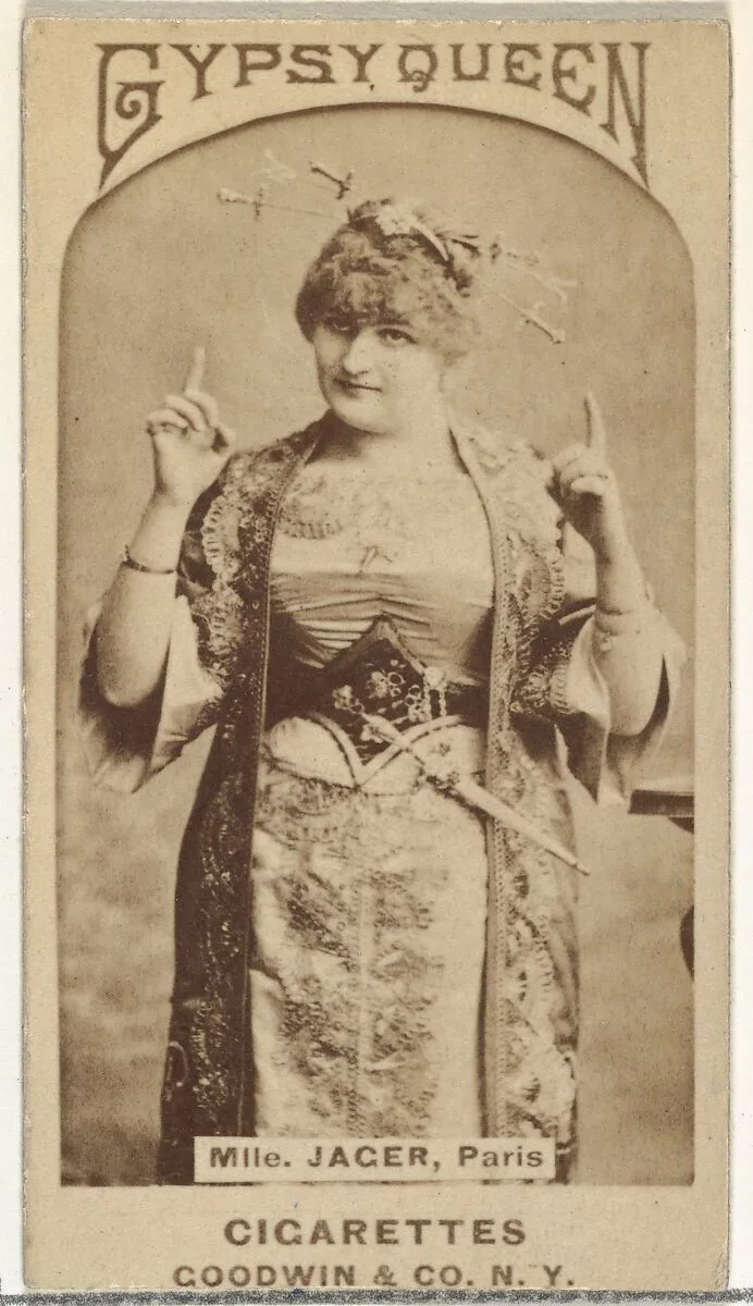 Mlle. Jager, Paris, from the Actors and Actresses series (N171) for Gypsy Queen Cigarettes — Goodwin & Company
