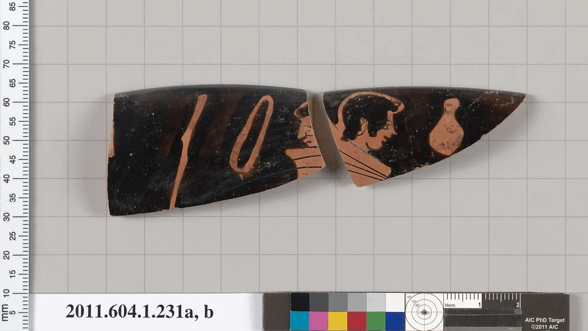 Terracotta rim fragments of a kylix (drinking cup) — Painter of Bologna 417