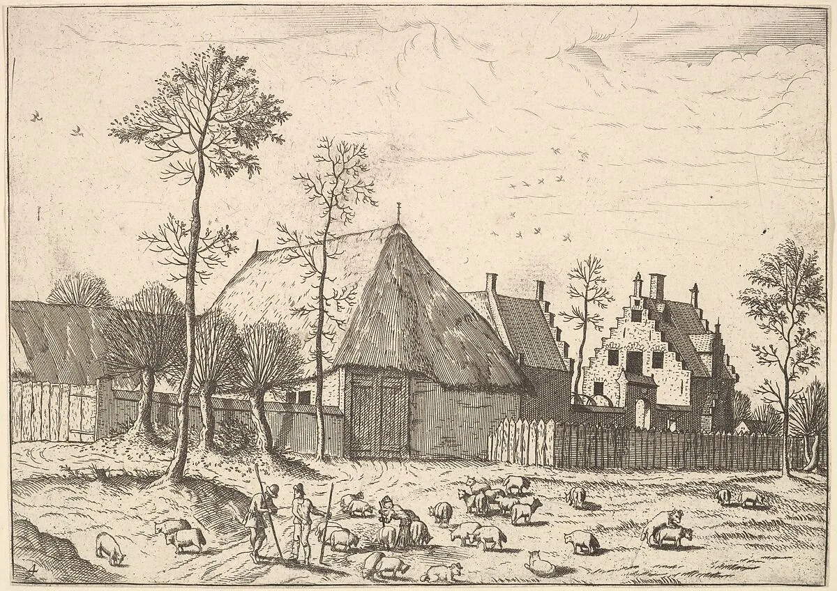 Shed with Cottage, from The Small Landscapes — Johannes van Doetecum I|Lucas van Doetecum|The Master of the Small Landscapes|Hieronymus Cock|Pieter Bruegel the Elder
