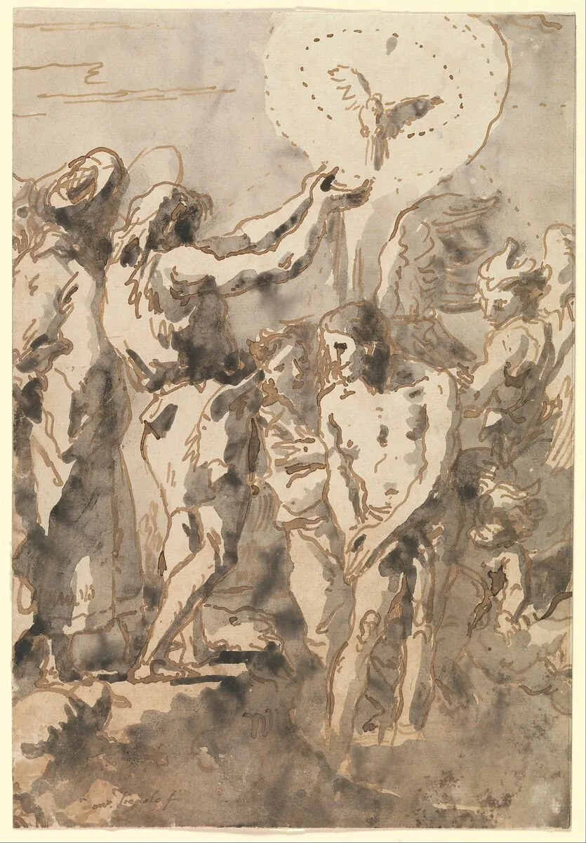 The Baptism of Christ (with Saint John, Without his Cross, in Profile to the Right) — Giovanni Domenico Tiepolo