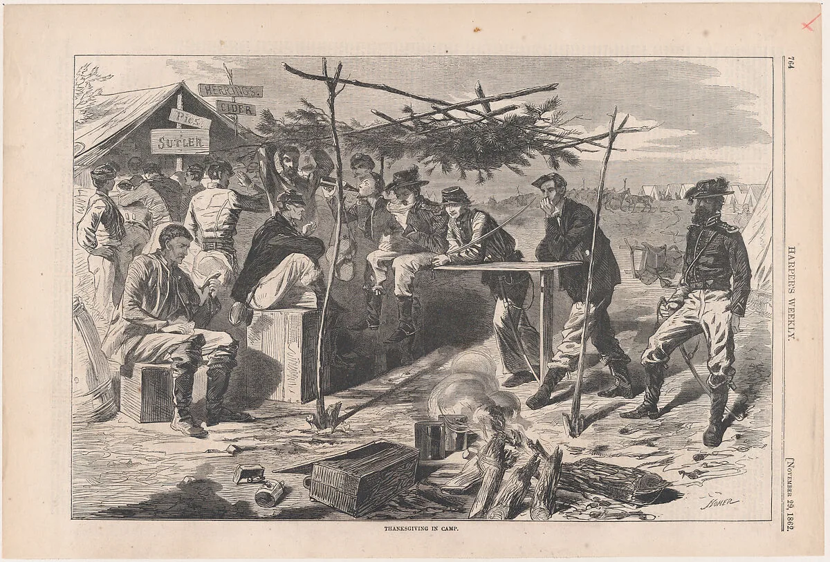 Thanksgiving in Camp (from "Harper's Weekly," Vol. VII) — Winslow Homer|Harper's Weekly|Harper & Brothers