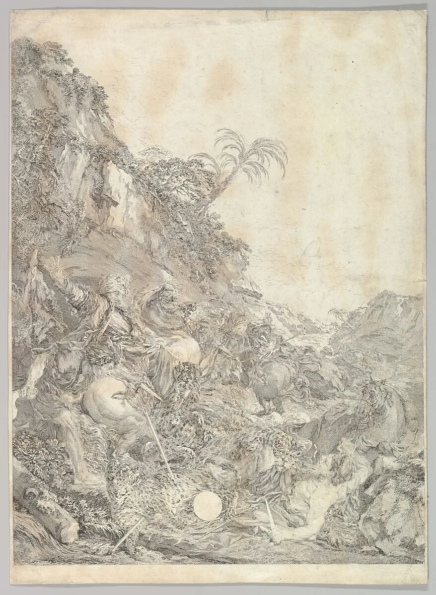 La Chasse au Tigre (The Tiger Chase) — Jean Jacques Flipart|François Boucher