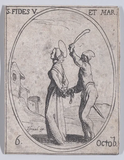 Ste. Foi, vierge et martyre (St. Faith, Virgin and Martyr), October 6th, from "Les Images De Tous Les Saincts et Saintes de L'Année" (Images of All of the Saints and Religious Events of the Year)