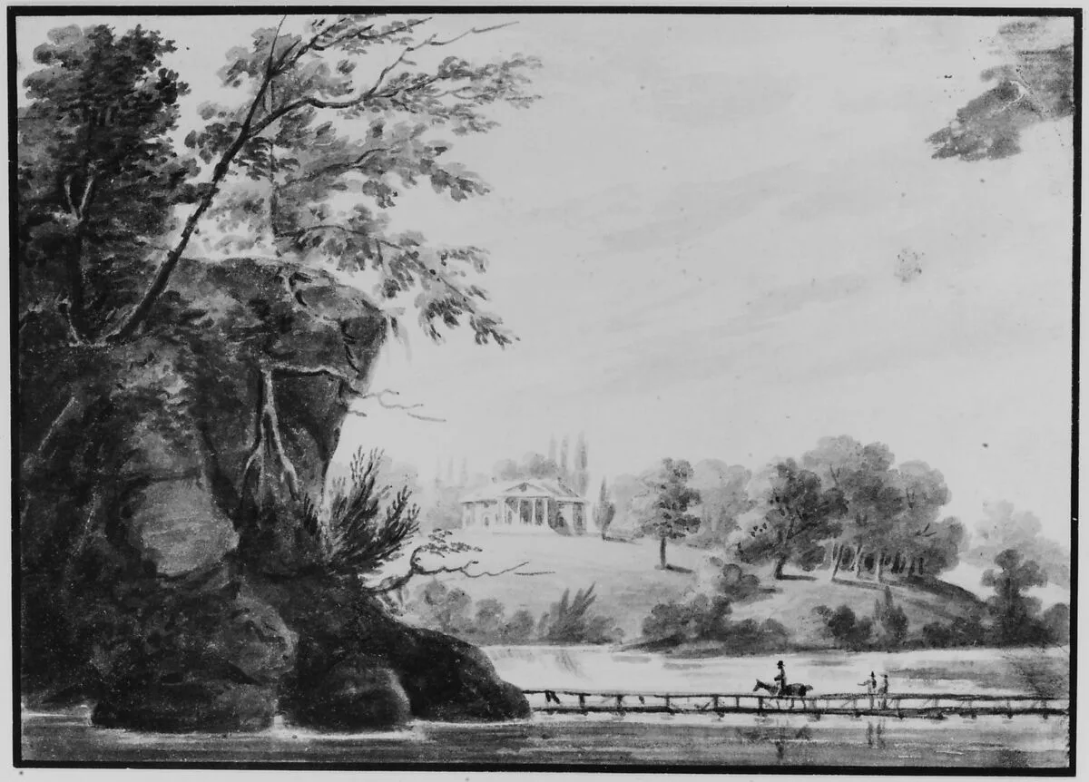 View of Morrisville, General Moreau's Country House in Pennsylvania, Possibly The Woodlands, Pennsylvania — Pavel Petrovich Svinin