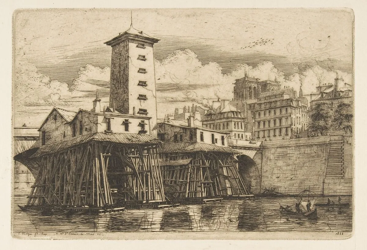 The Notre-Dame Pump, Paris — Charles Meryon