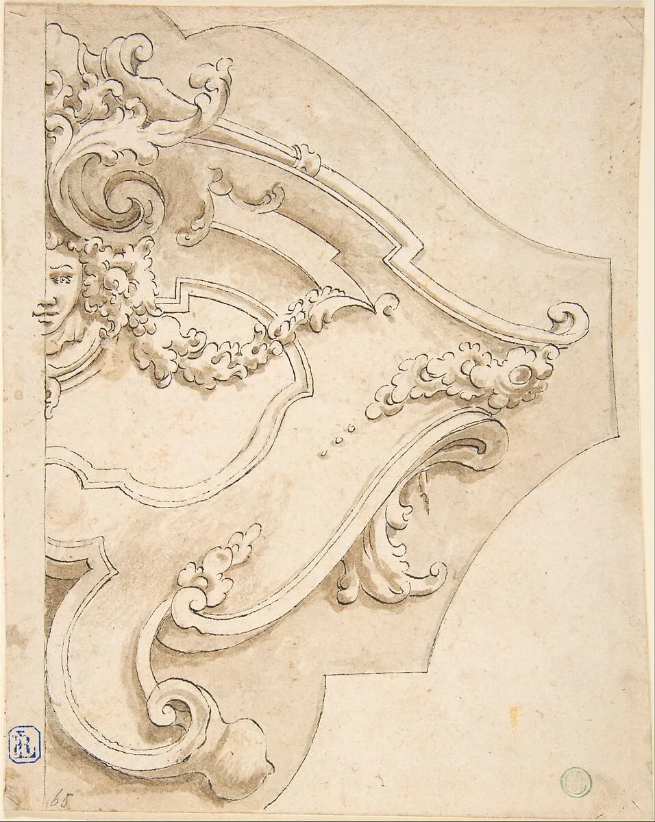 Design for Half Cartouche with Mask — Fortunato Tesi