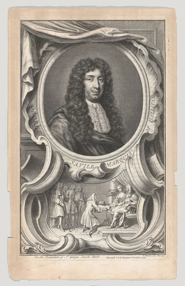 Portrait of George Savile, Marquis of Hallifax — Jacob Houbraken|Mary Beale|Thomas Birch|George Savile, 1st Marquis of Halifax|John and Paul Knapton