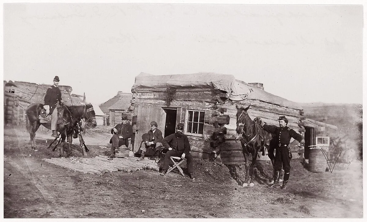 Headquarters, Co. F, 11th Rhode Island Infantry, Miner's Hill, Virginia — Unknown|Mathew B. Brady