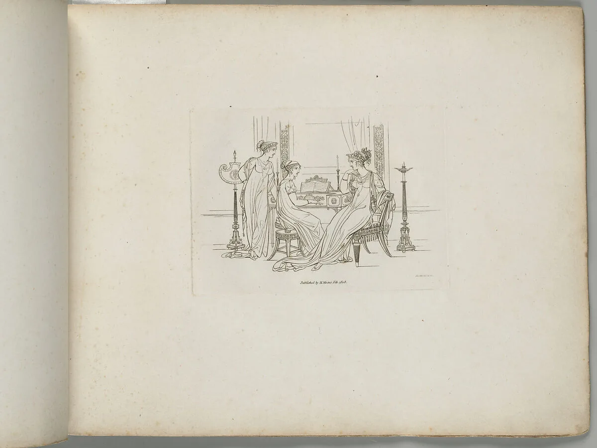 Three Women by a Harpsichord (from Sketches in Outline) — Henry Moses