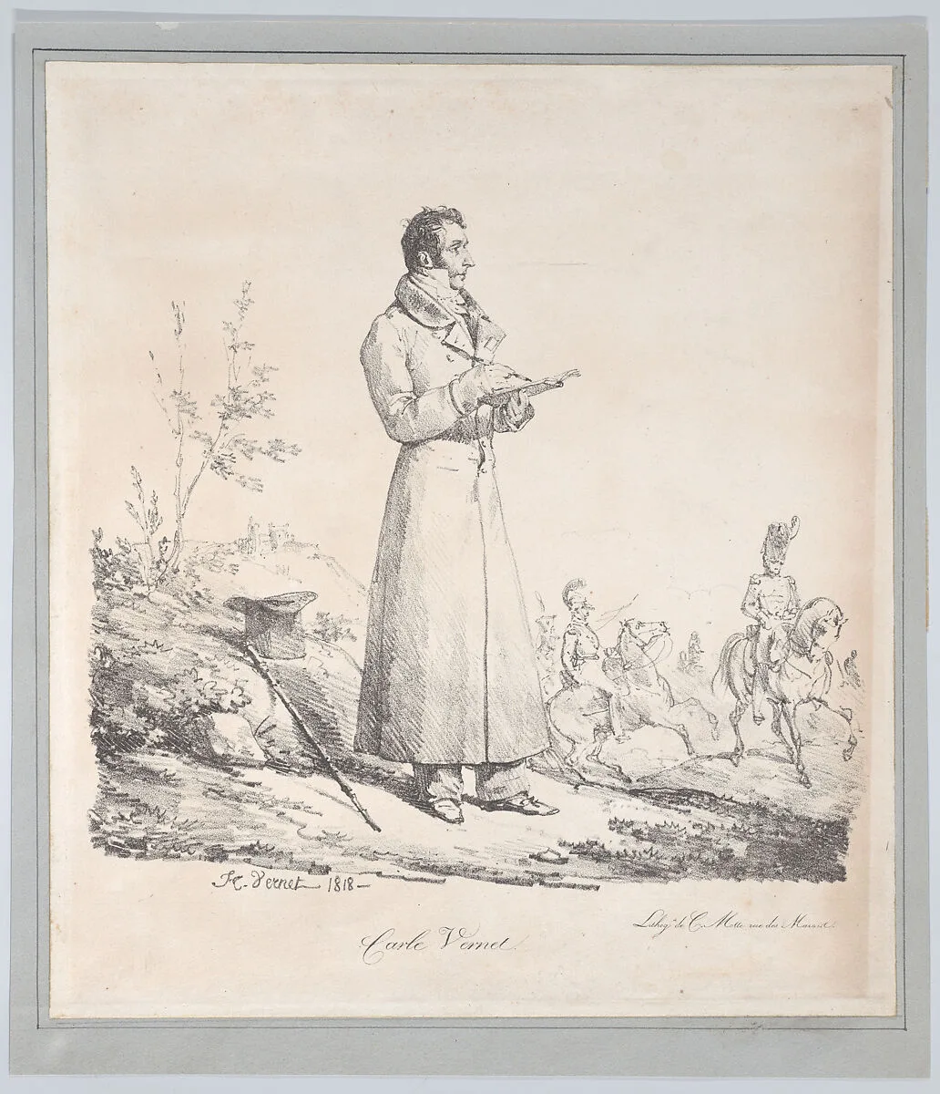 Portrait of Carle Vernet Sketching — Horace Vernet|Charles Motte