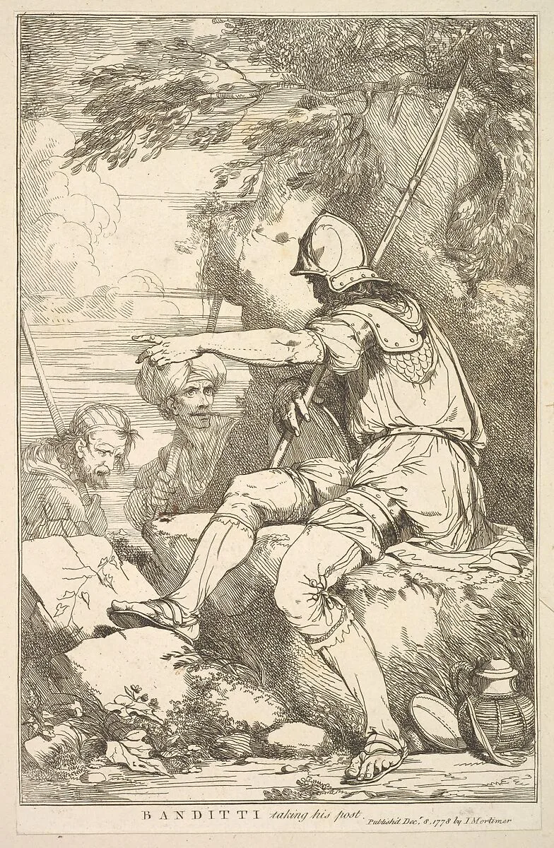 Banditti Taking His Post, from "Fifteen Etchings Dedicated to Sir Joshua Reynolds" — John Hamilton Mortimer|Sir Joshua Reynolds