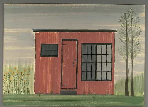 [Red Building in Field]