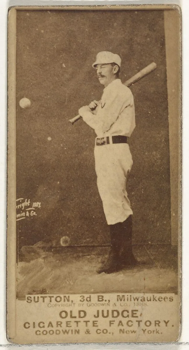 Ezra Ballou Sutton, 3rd Base, Milwaukee, from the Old Judge series (N172) for Old Judge Cigarettes — Goodwin & Company