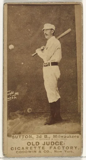 Ezra Ballou Sutton, 3rd Base, Milwaukee, from the Old Judge series (N172) for Old Judge Cigarettes