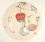 近代 孔小瑜 瓜瓠圖 團扇|Melons and Gourds — Kong Xiaoyu