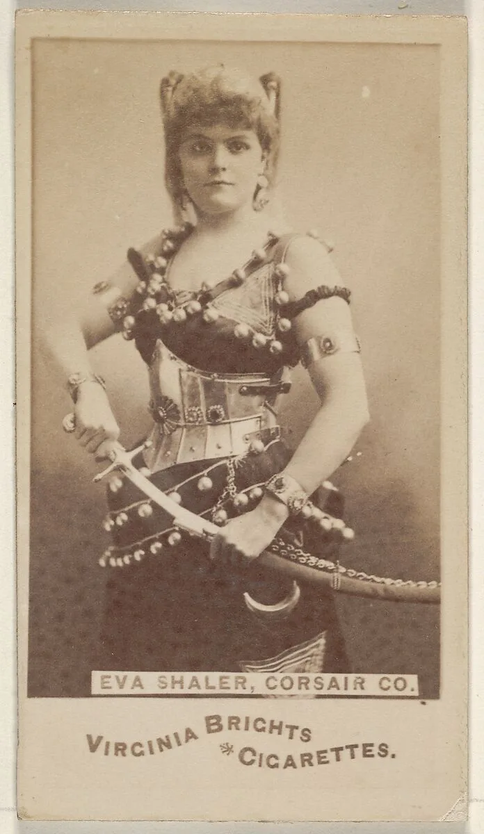 Eva Shaler, Corsair Co., from the Actors and Actresses series (N45, Type 6) for Virginia Brights Cigarettes — Allen & Ginter
