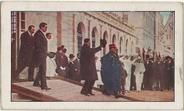 Card No. 116, President Poincare Visits American Hospital in Paris with U.S. Ambassador, from the World War I Scenes series (T121) issued by Sweet Caporal Cigarettes — Underwood & Underwood|American Tobacco Company