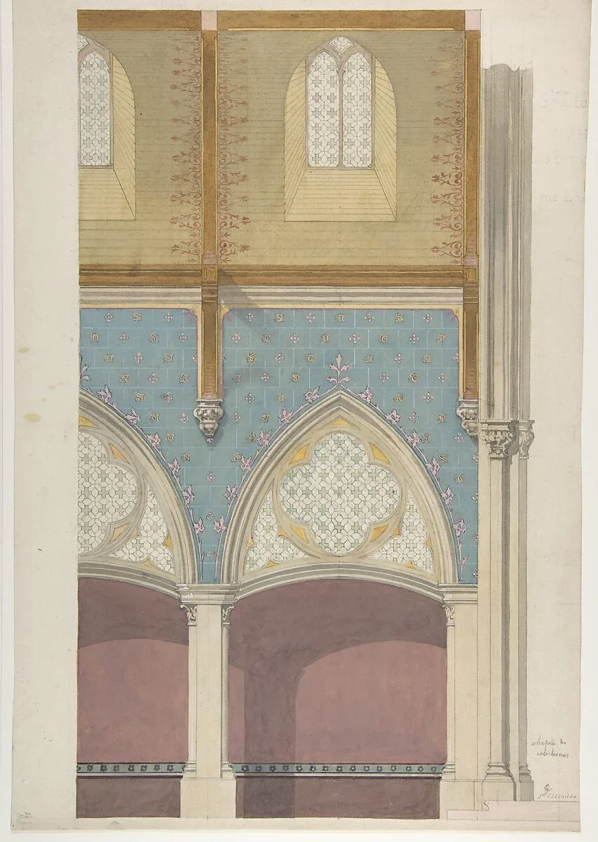 Elevation of Nave, Chapelle des Catéchismes, Ste Clothilde, Paris — Jules-Edmond-Charles Lachaise|Eugène-Pierre Gourdet