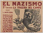 A poster advertising a meeting in Mexico City supported by the Liga Pro-cultura Alemana relating to the Nazi concentration camps — Taller de Gráfica Popular|Ignacio Aguirre