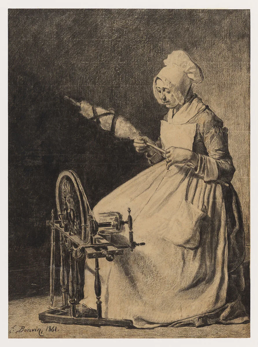 A Woman Spinning Flax — François Bonvin