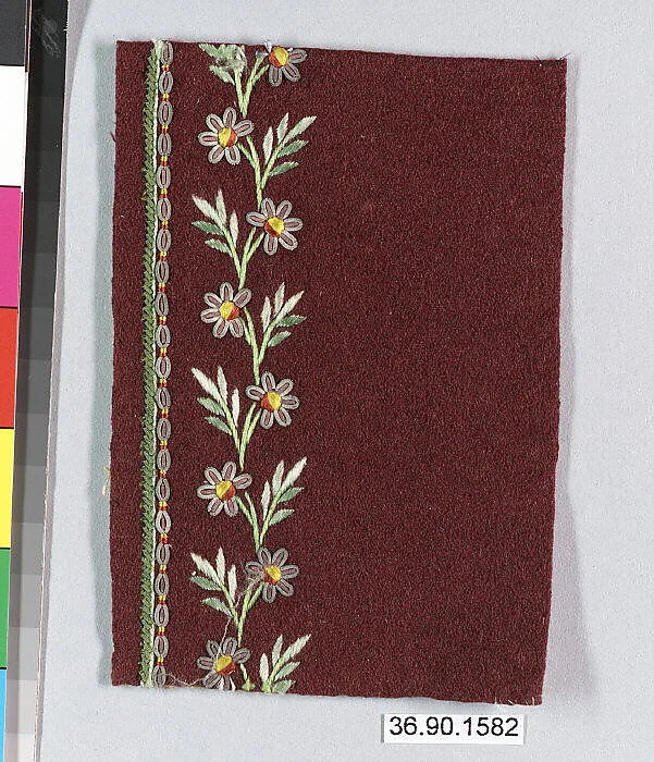 Embroidery sample for a man’s suit — Unknown