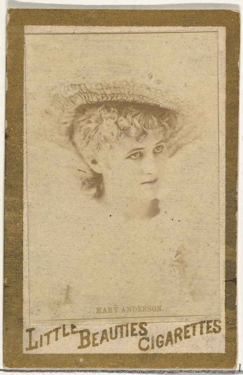 Mary Anderson, from the Actresses and Celebrities series (N60, Type 1) promoting Little Beauties Cigarettes for Allen & Ginter brand tobacco products — Allen & Ginter