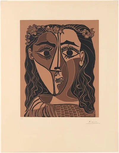 Small Head of a Woman with a Crown of Flowers