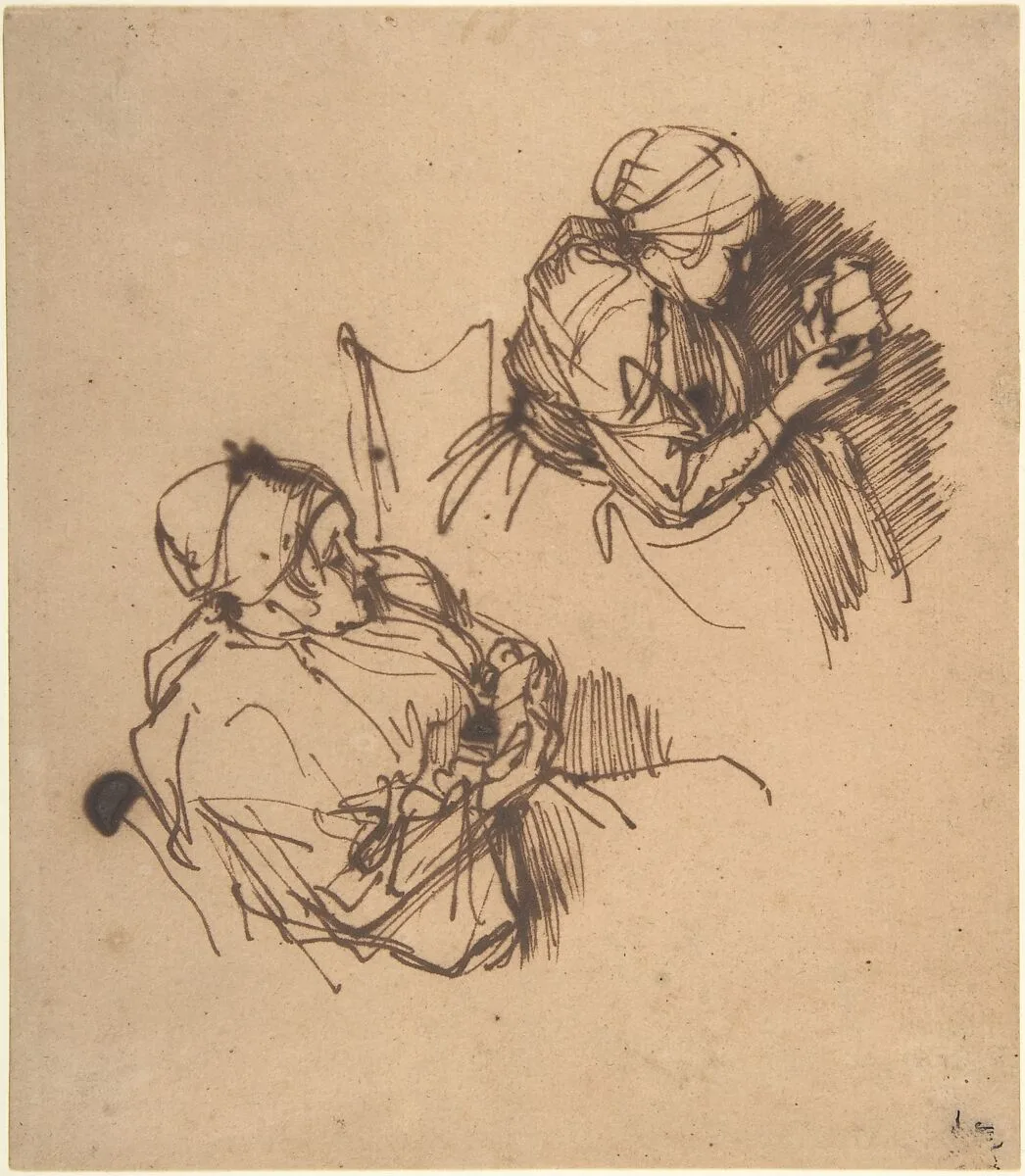 Two Studies of a Woman Reading — Rembrandt (Rembrandt van Rijn)