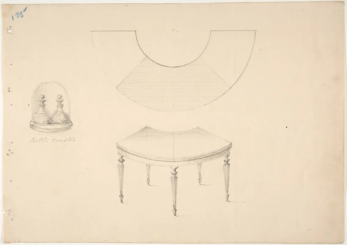 Design for a Curved and Bottle Coaster — Anonymous, British, 19th century