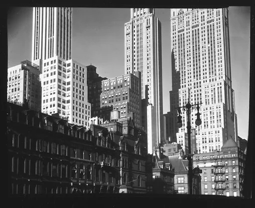 [Row of Town Houses on Park Avenue in Front of Midtown Skyscrapers, New York City]