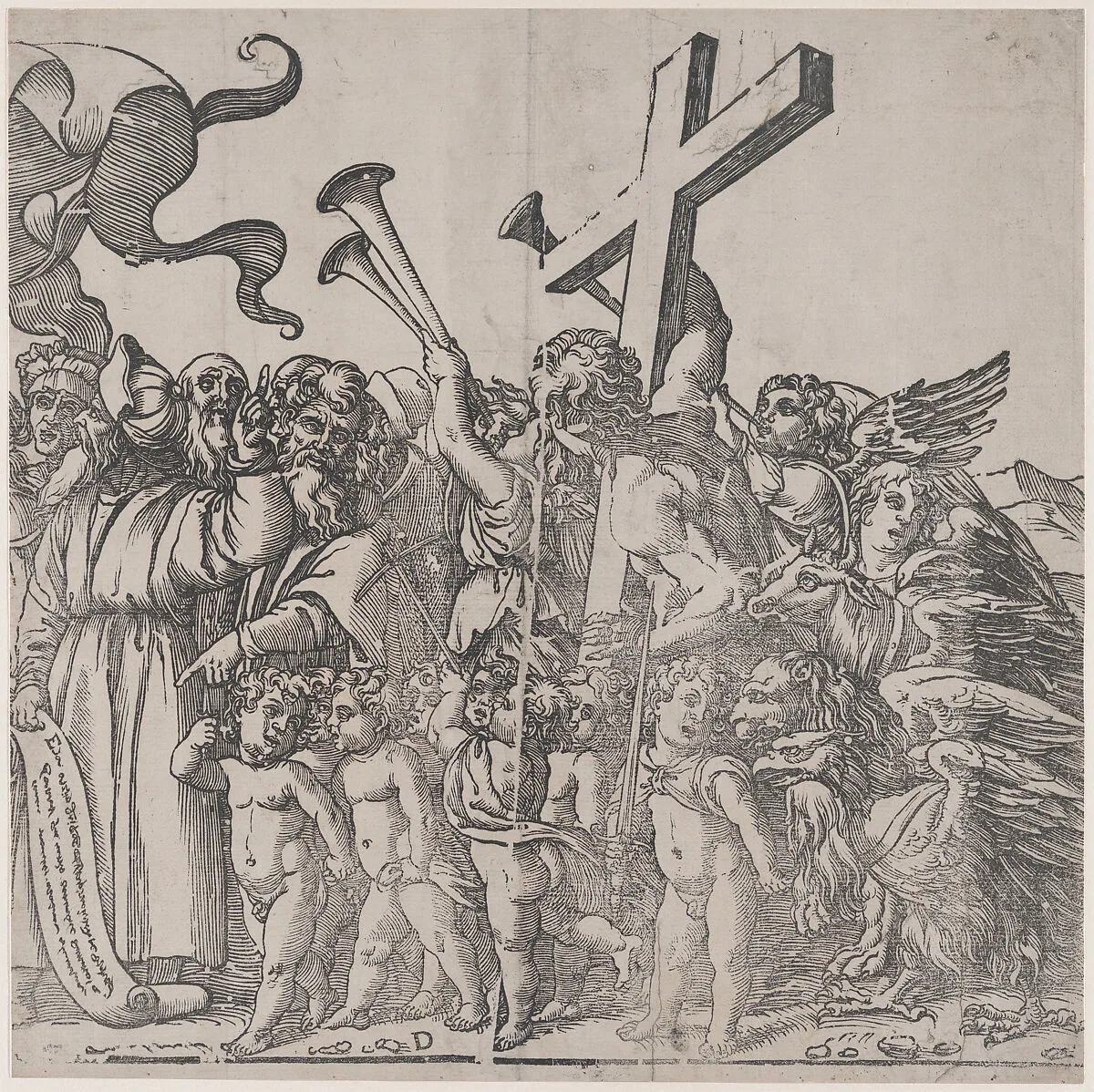 Section D: Angels Sounding Trumpets etc, from "The Triumph of Christ" — Andrea Andreani|Titian (Tiziano Vecellio)|Callisto Ferranti