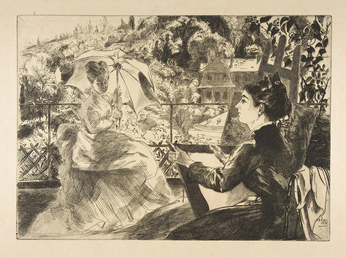La Terrasse de la Villa Brancas — Félix Bracquemond
