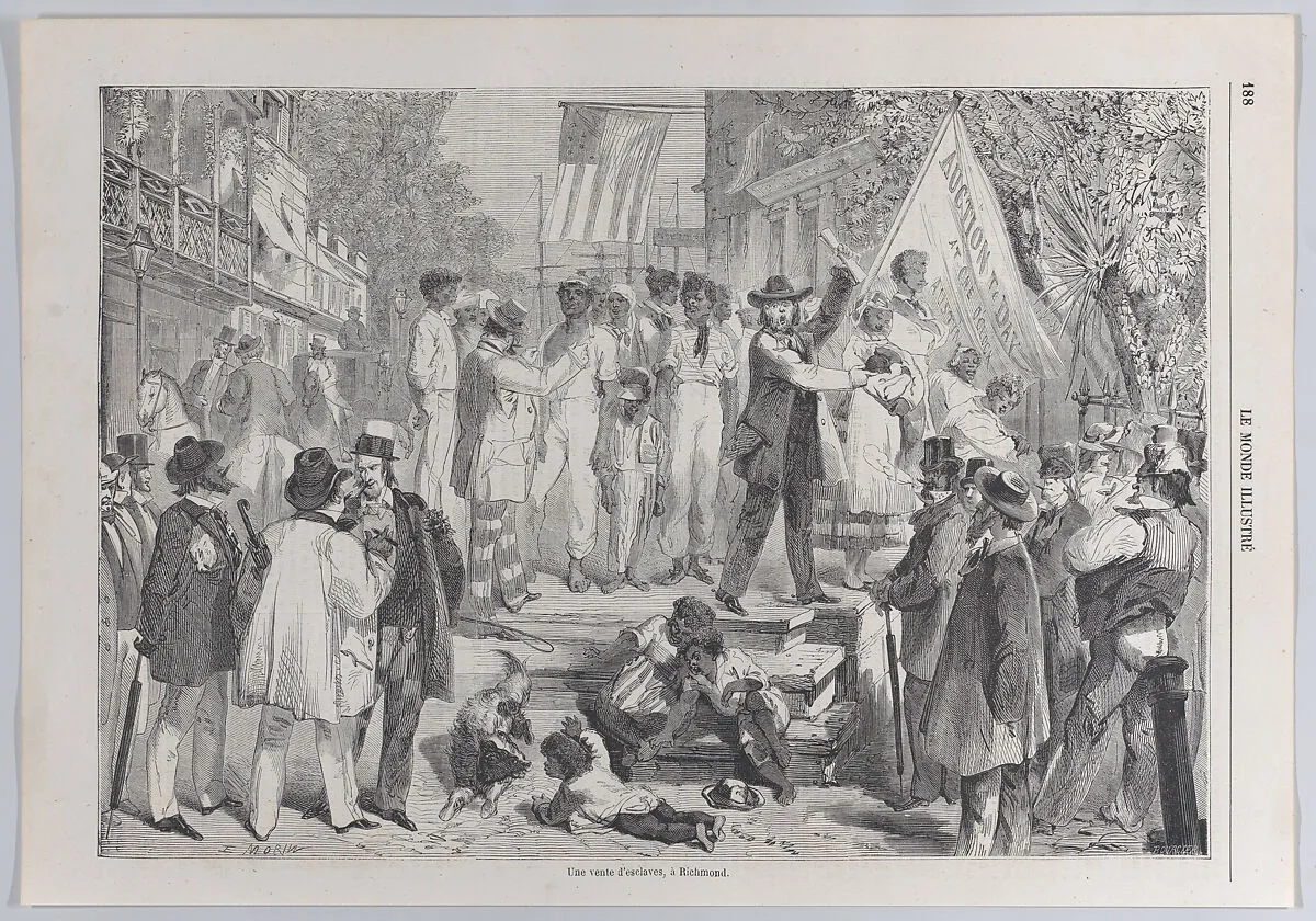 An Auction of Enslaved People in Richmond, from "Le Monde Illustré" — Edmond Morin|Bourcier