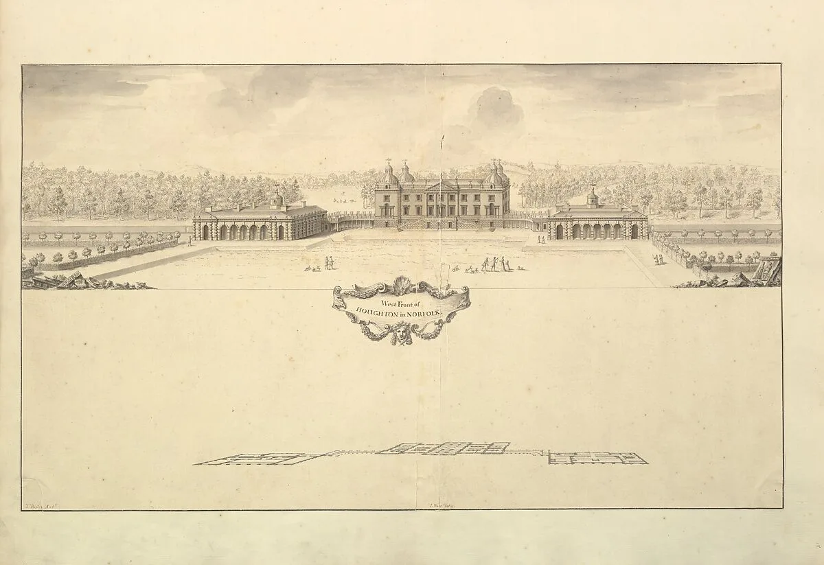 West Front of Houghton Hall in Norfolk, Perspective — Isaac Ware|Thomas Ripley