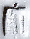 Stamp seal (tabloid with swivel wire handle) with deity (?) — Unknown