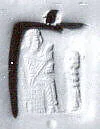 Stamp seal (tabloid with swivel wire handle) with deity (?)