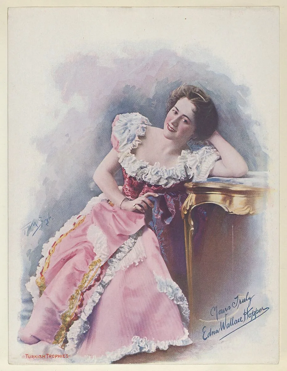 Edna Wallace Hopper, from the Actresses series (T1), distributed by the American Tobacco Co. to promote Turkish Trophies Cigarettes — American Tobacco Company|Frederick Moladore Spiegle