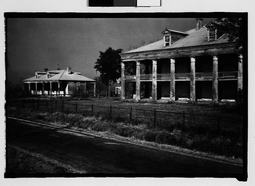 [Two Greek Revival Houses (Uncle Sam?), From Road, St. James Parish, Louisiana]
