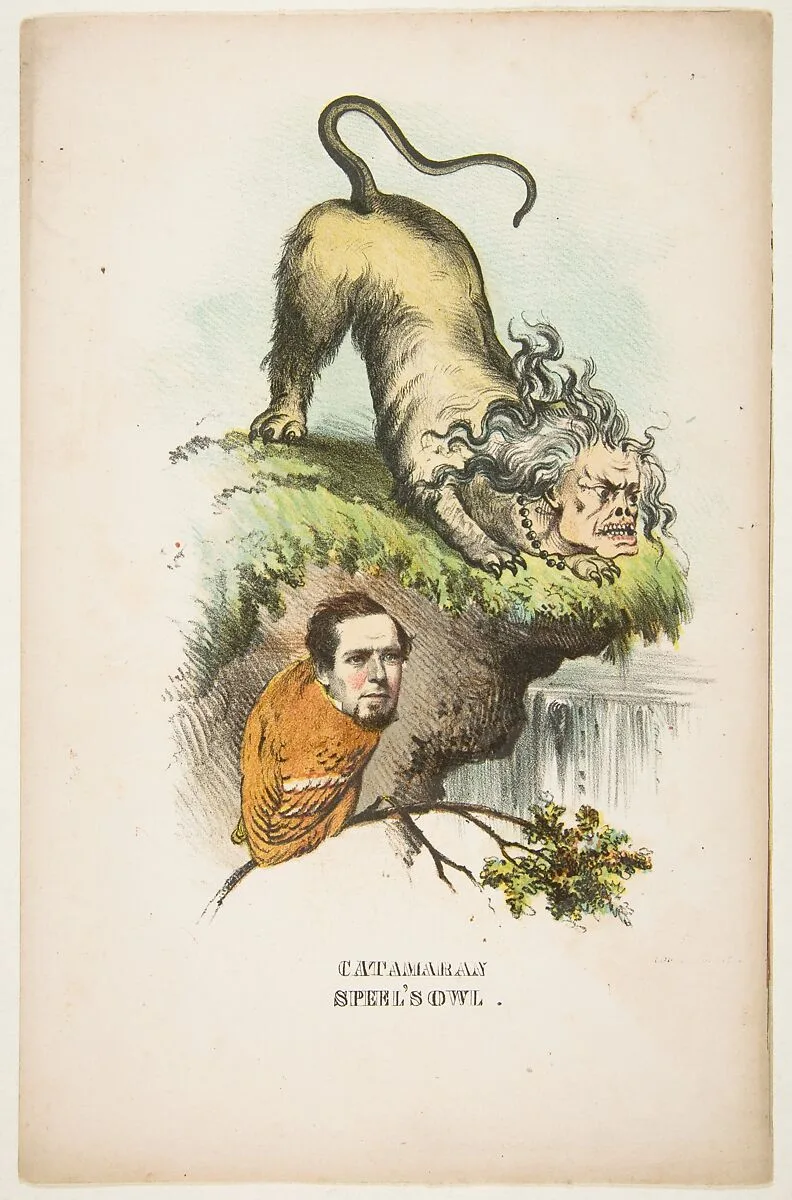 Catamaran and Speel's Owl (Charlotte Chushman and Joseph A. Speel), from The Comic Natural History of the Human Race — Samuel Robinson|Henry Louis Stephens|Rosenthal