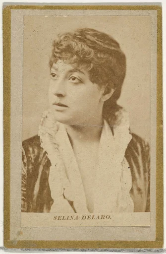 Selina Delaro, from the Actresses and Celebrities series (N60, Type 2) promoting Little Beauties Cigarettes for Allen & Ginter brand tobacco products
