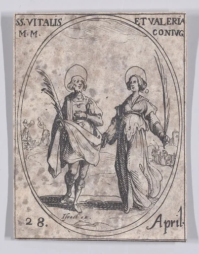 S. Vital et Ste. Valérie (St. Vitalis and St. Valeria), April 28th, from "Les Images De Tous Les Saincts et Saintes de L'Année" (Images of All of the Saints and Religious Events of the Year)