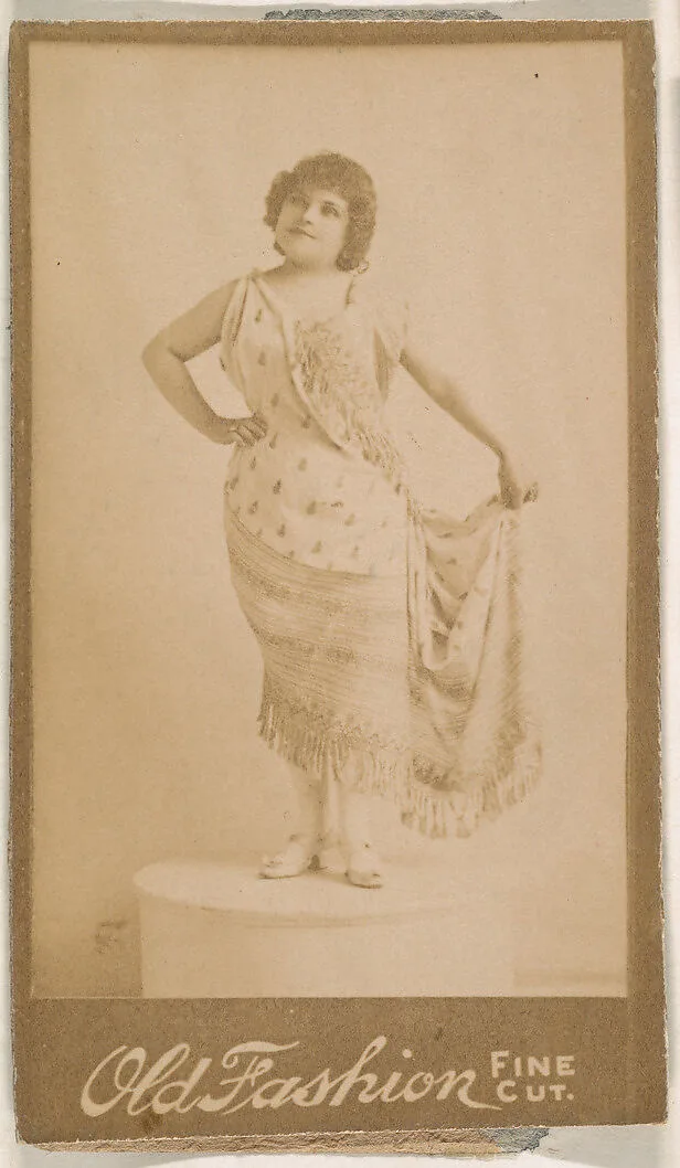 Actress standing on pedestal, from the Actresses series (N664) promoting Old Fashion Fine Cut Tobacco — Unknown