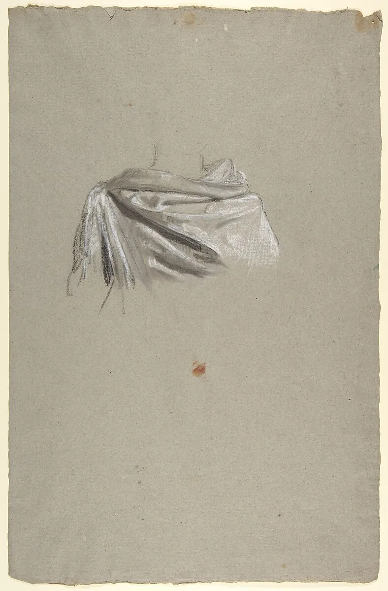Drapery Study for Soldier (middle register; study for wall paintings in the Chapel of Saint Remi, Sainte-Clotilde, Paris, 1858) — Isidore Pils