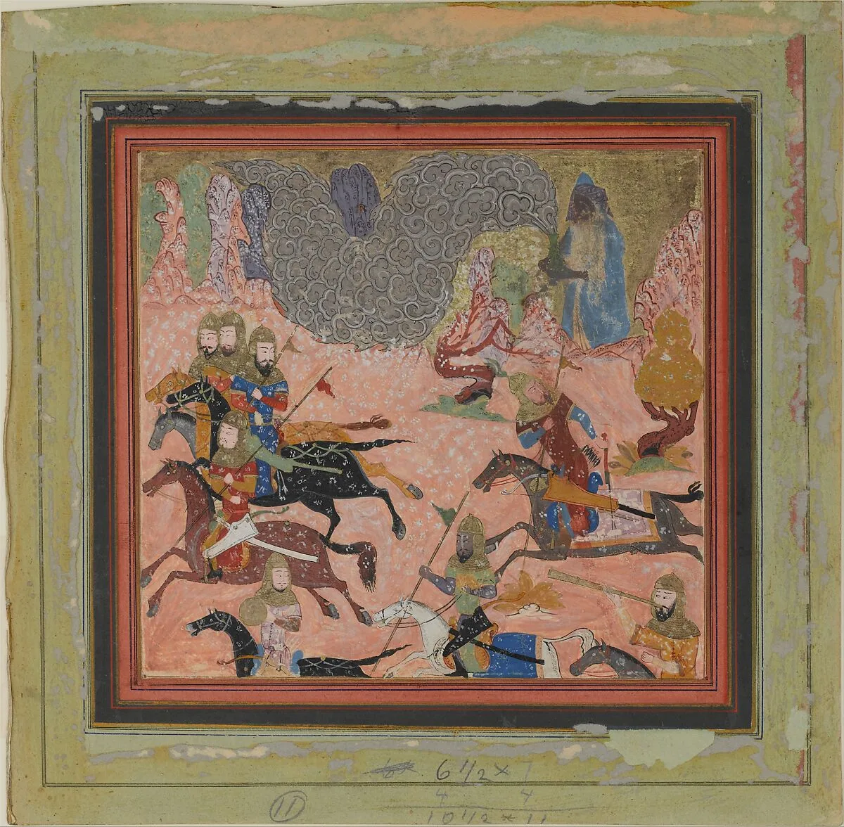 "Bazur, the Magician, Raises up Darkness and a Storm", Folio from a Shahnama (Book of Kings) — Abu'l Qasim Firdausi