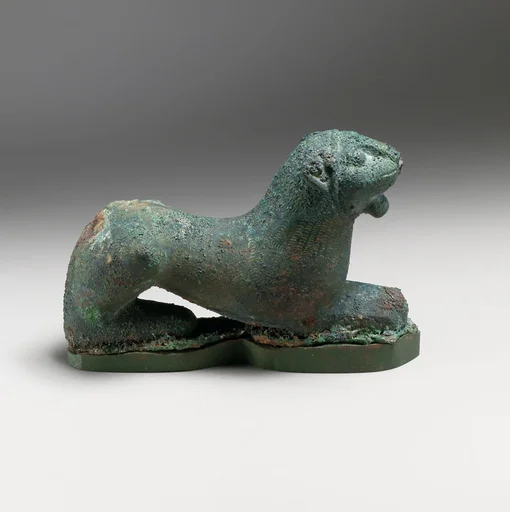 Pair of bronze statuettes of a lion and a double-headed lion
