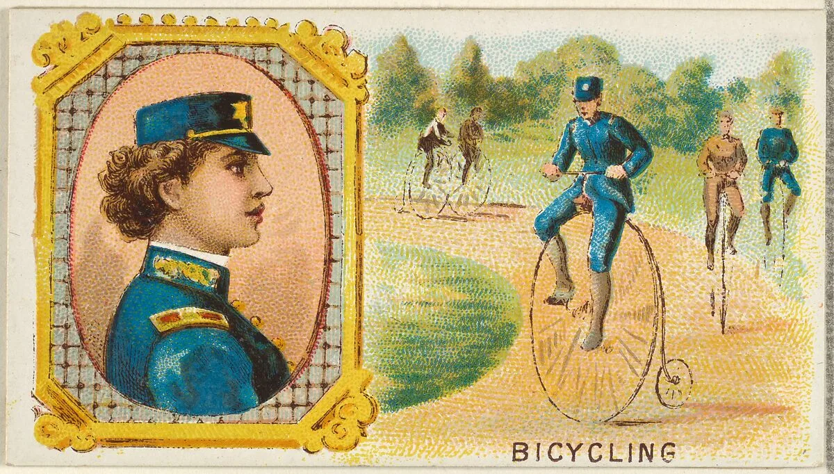 Bicycling, from the Games and Sports series (N165) for Old Judge Cigarettes — Goodwin & Company
